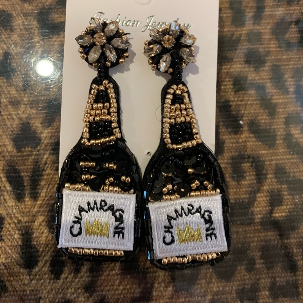 Champagne beaded earrings.